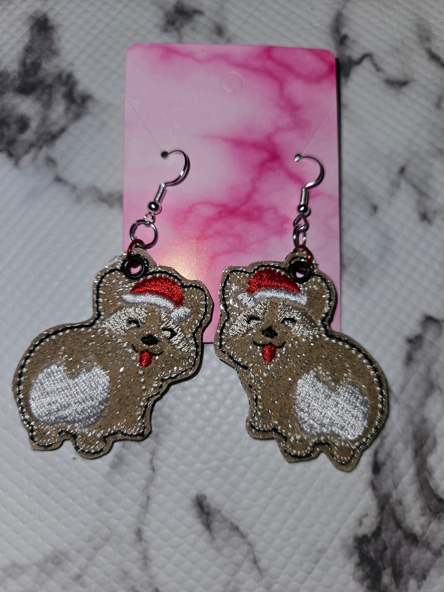 Santa Corgi Butt Dangle Earrings