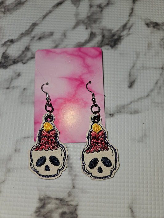 Skull Candle Dangle Earrings