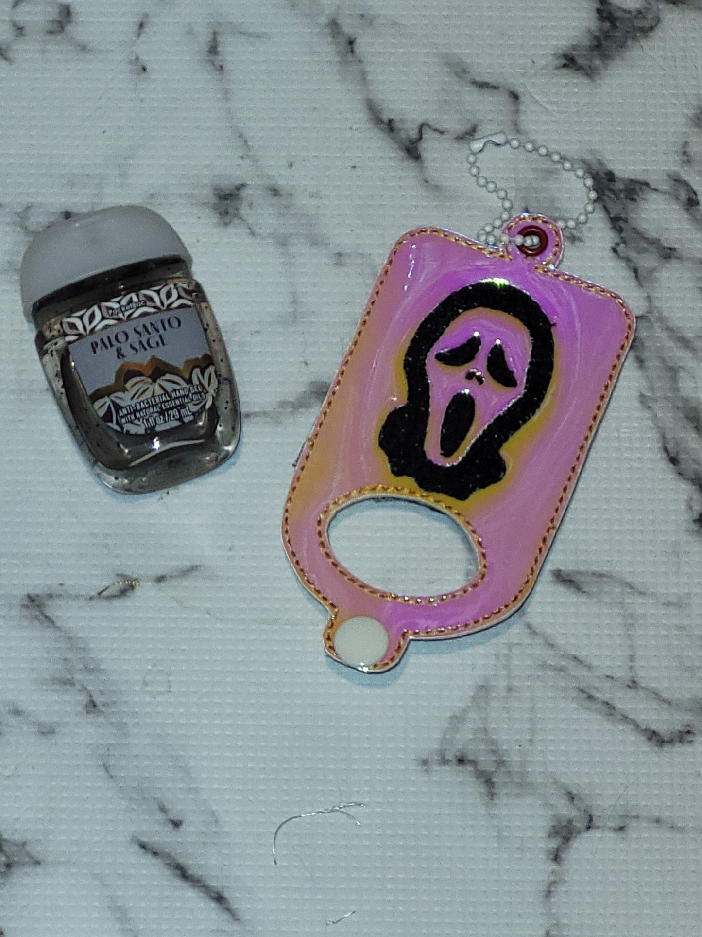 Ghostface Hand Sanitizer Holder Keychain