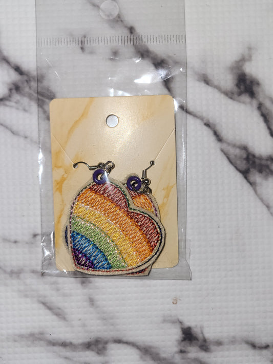 Pride Rainbow Heart Dangle Earrings