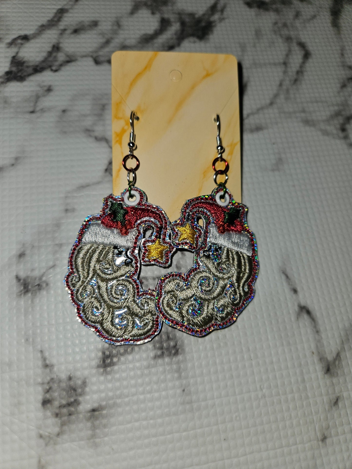 Swirly Santa Dangle Earrings